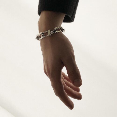 Чоловічий браслет з ланцюга в срібному кольорі